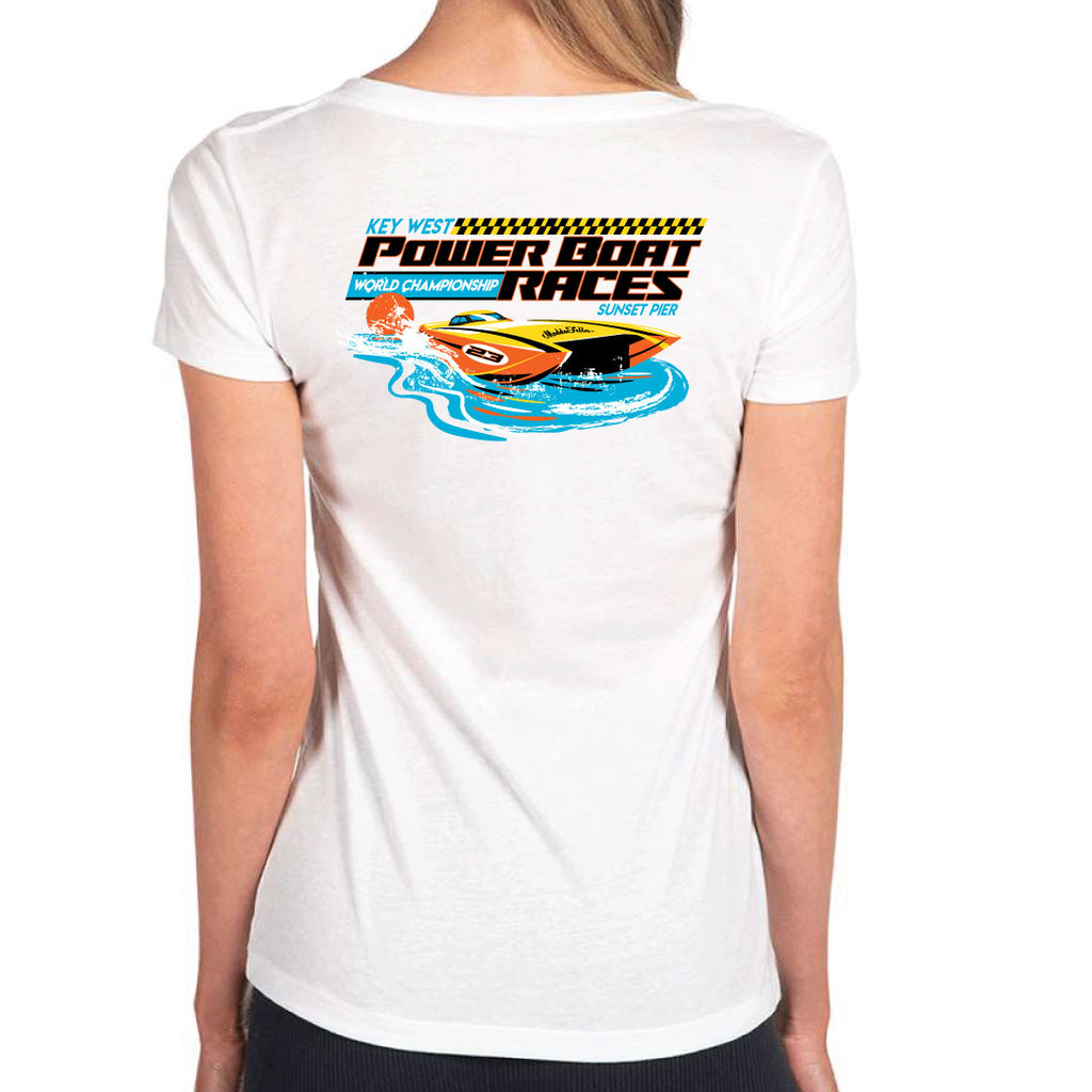 Key West Power Boat Races Women's VNeck Madda Fella