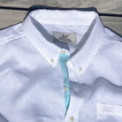 Sail White/Light Blue Accent ++ white long sleeve linen shirt with light blue accent men's