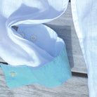 Sail White/Light Blue Accent ++ white long sleeve linen shirt with light blue accent men's