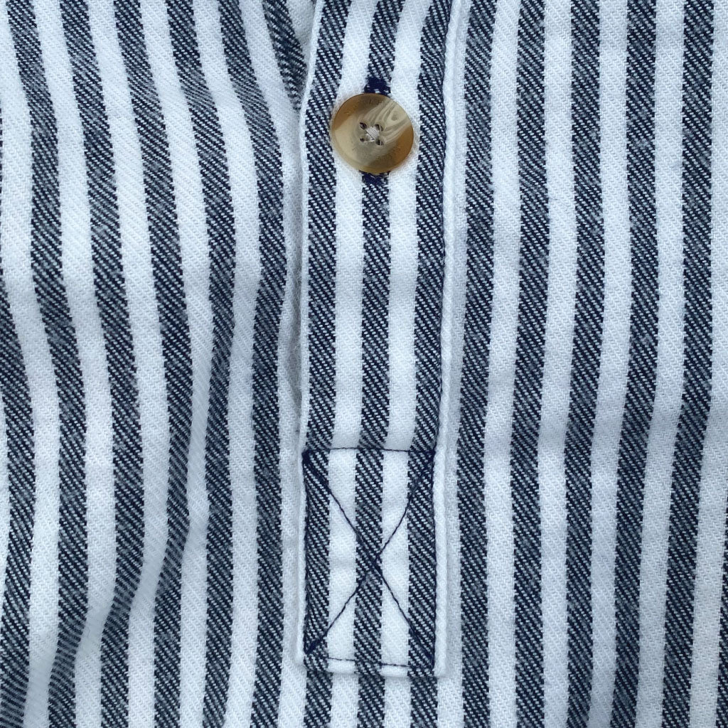 India Ink/White Stripe ++ mens collarless shirt