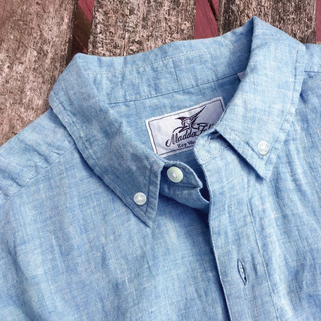 Caribbean Blue ++ mens blue linen shirt