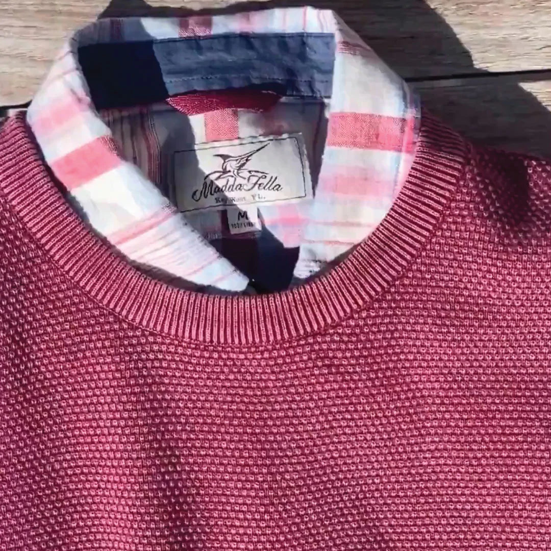 Red Mahogany ++ mens red crew neck sweater