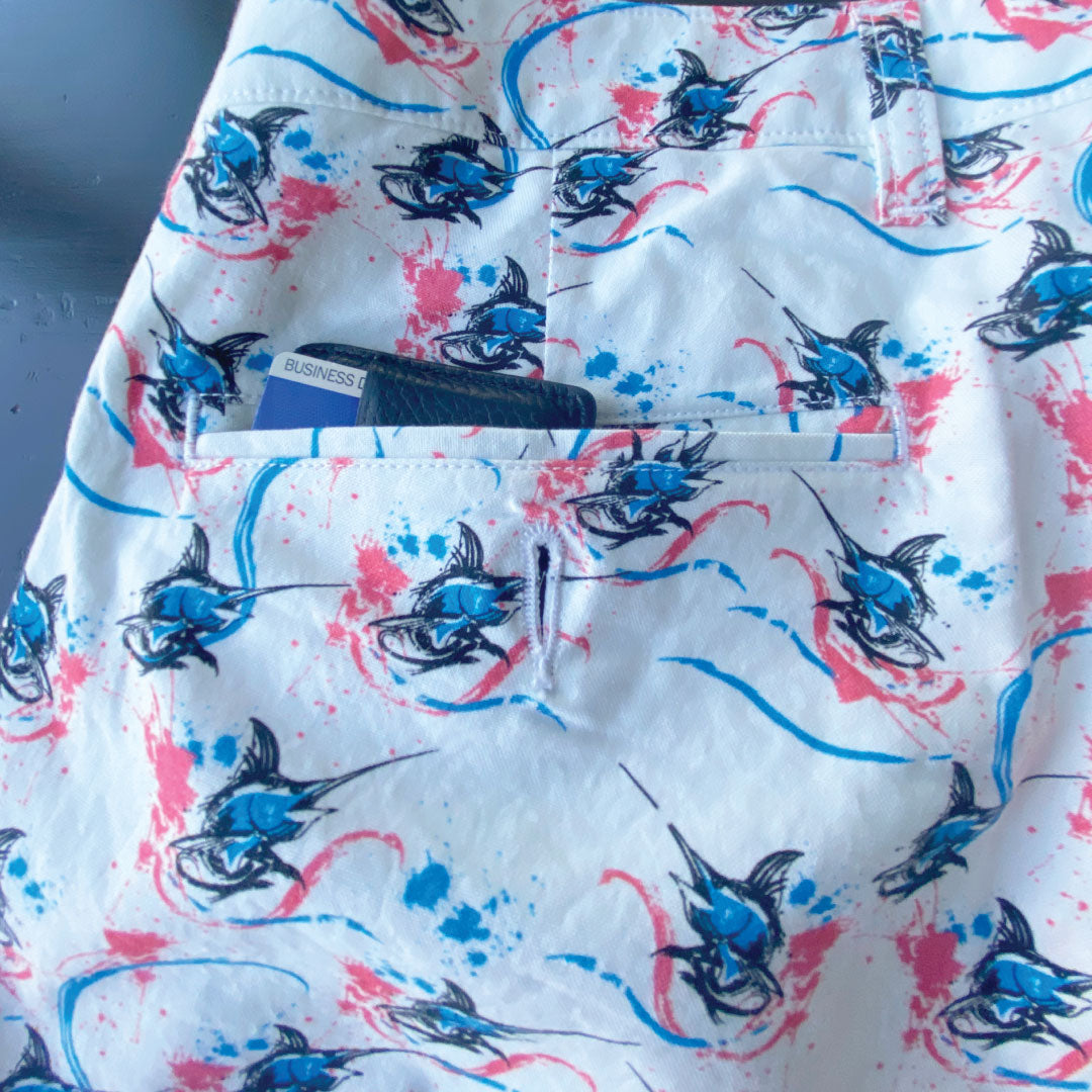 Marlin Print/White - 9in Inseam