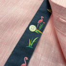 Island Coral/Flamingo Print ++ mens pink linen shirt with flamingo print cuffs