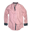 Island Coral/Flamingo Print ++ mens pink linen shirt with flamingo print cuffs