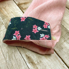 Island Coral/Hibiscus Print ++ mens pink linen shirt with hibiscus print cuffs