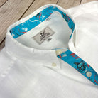 Sail White/Marlin Print ++ white linen shirt with marlin print on the cuffs men's shirt