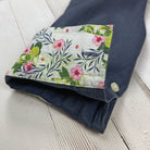 India Ink/Mojito Print ++ mens navy blue linen shirt with mojito print cuffs