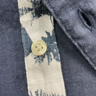 India Ink/Vintage Palm Accent ++ men's navy linen shirt with white and blue palm tree accents