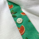 Sail White/Oranges Print ++ men's white linen shirt with oranges print cuffs