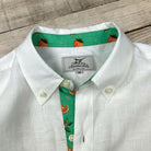 Sail White/Oranges Print ++ men's white linen shirt with oranges print cuffs