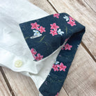 Sail White/Hibiscus Print ++ mens white linen shirt hibiscus print cuffs