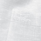 Sail White/Hibiscus Print ++ mens white linen shirt hibiscus print cuffs