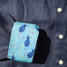 India Ink/Pineapple ++ navy men's linen shirt with blue cuffs and pineapple accents