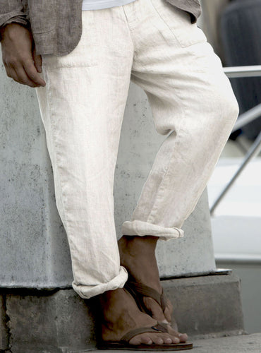 Drawstring Linen Pants For Men. Men's Resort Lounge 100% Linen
