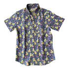 Mojito Print ++ mens navy blue short sleeve linen shirt in mojito print