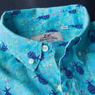 Pineapple Print ++ men's turquoise short sleeve linen shirt pineapple print