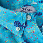 Pineapple Print ++ men's turquoise short sleeve linen shirt pineapple print