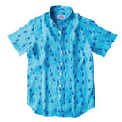 Pineapple Print ++ men's turquoise short sleeve linen shirt pineapple print