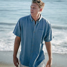 Marine ++ marine blue men's linen shirt