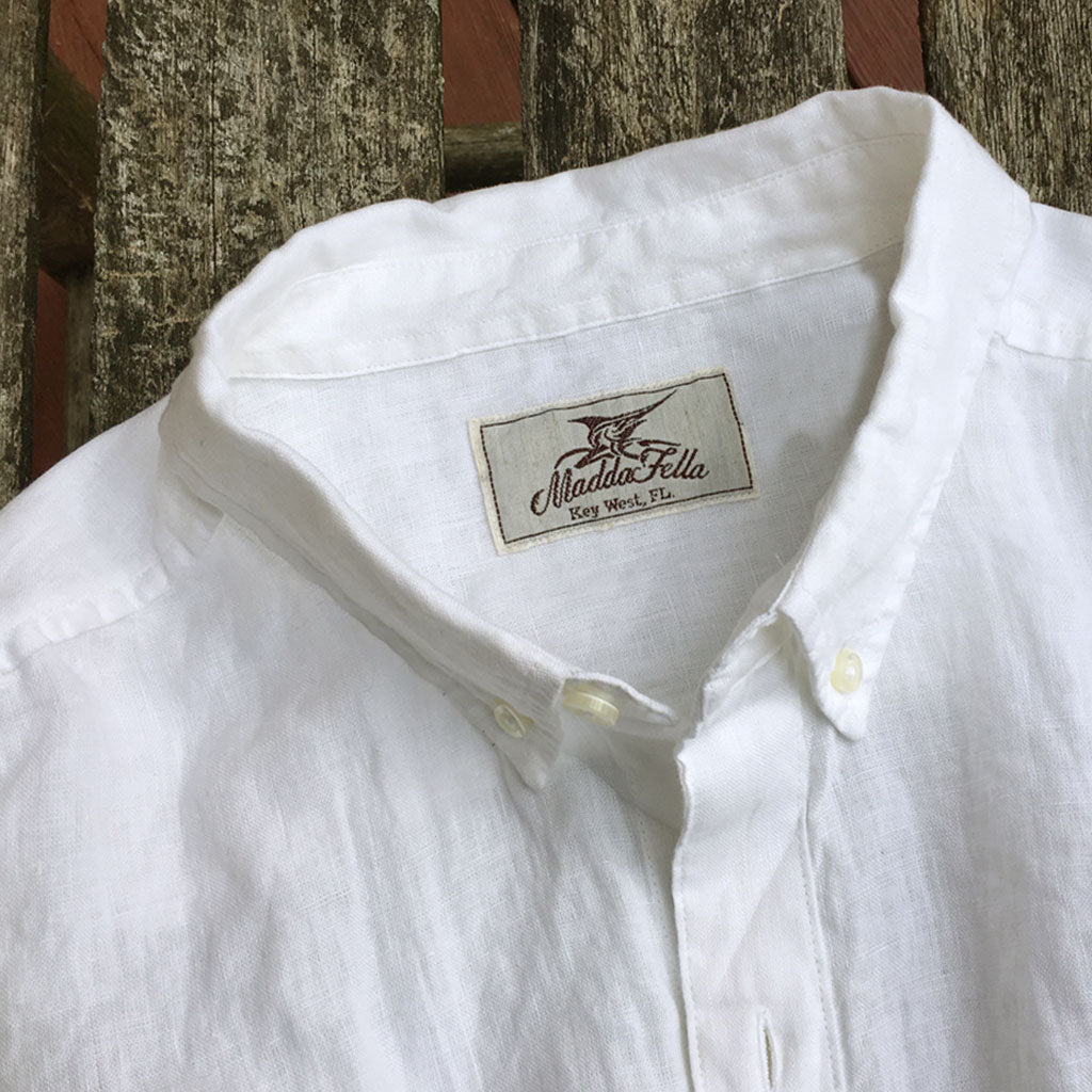 Sail White ++ men's white short sleeve linen shirt