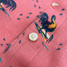 Rooster ++ men's pink linen shirt rooster print