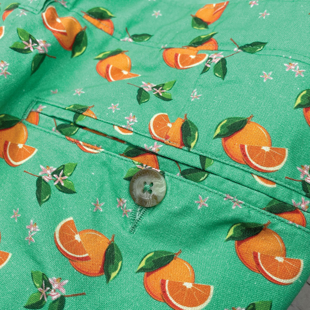 Oranges Print - 11in Inseam ++ oranges print green mens shorts