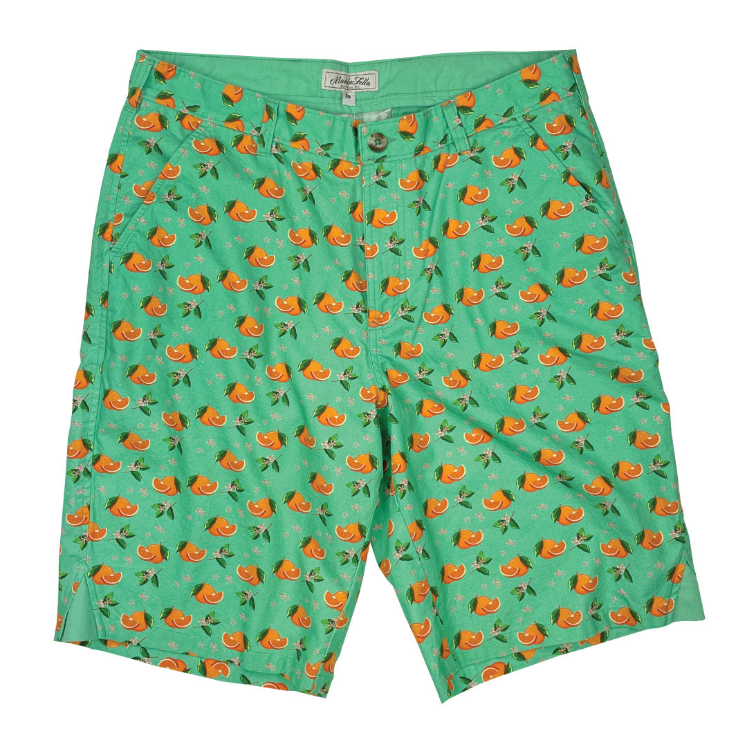 Oranges Print - 11in Inseam ++ oranges print green mens shorts