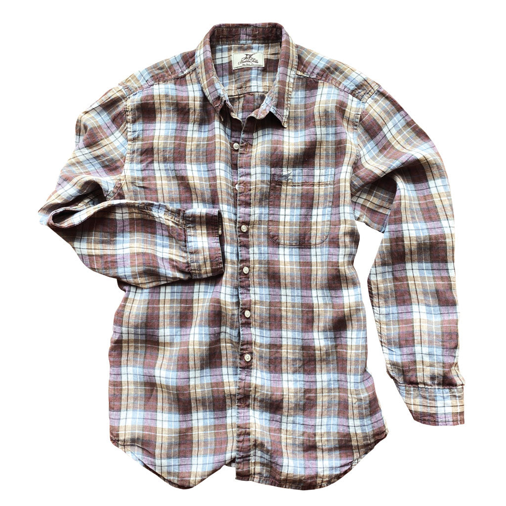 Trade Winds Plaid ++ mens plaid linen shirt